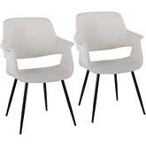 Vintage Flair Dining Accent Chair in Black Metal & Cream Velvet (Set of 2)